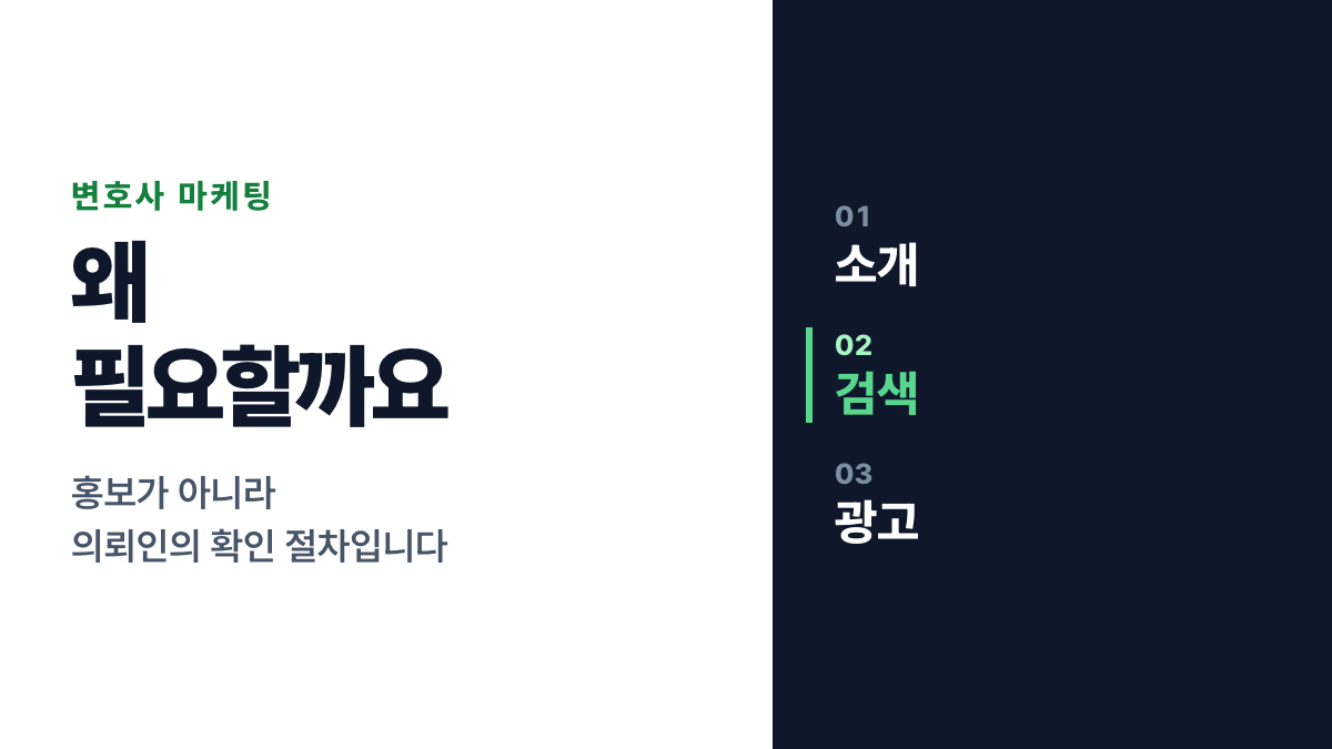 소개와 검색과 광고 세 경로 중 검색이 강조된 표지